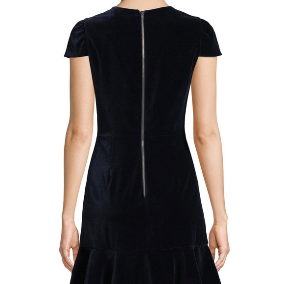 NWT Alice + Olivia Enid Ruffle-Front Fit Flare Velvet Dress - Picture 4 of 10